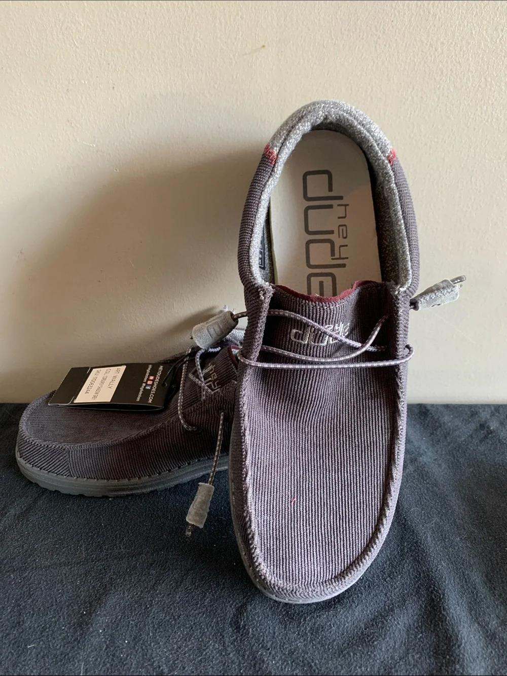 Hey Dude Wally Corduroy Shadow Grey Slip-On Loafers